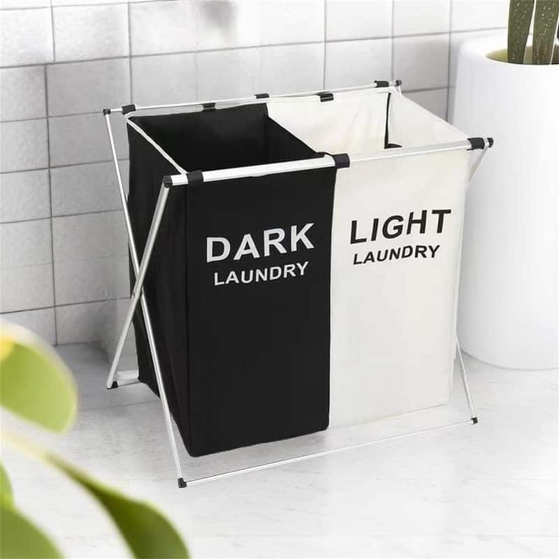 Laundry Basket 2 Section Dirty Clothes Hamper - 24"L x 16"W x 22"H