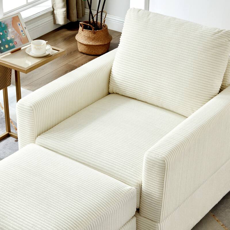 GDFStudio Classic Corduroy Club Chair with Ottoman