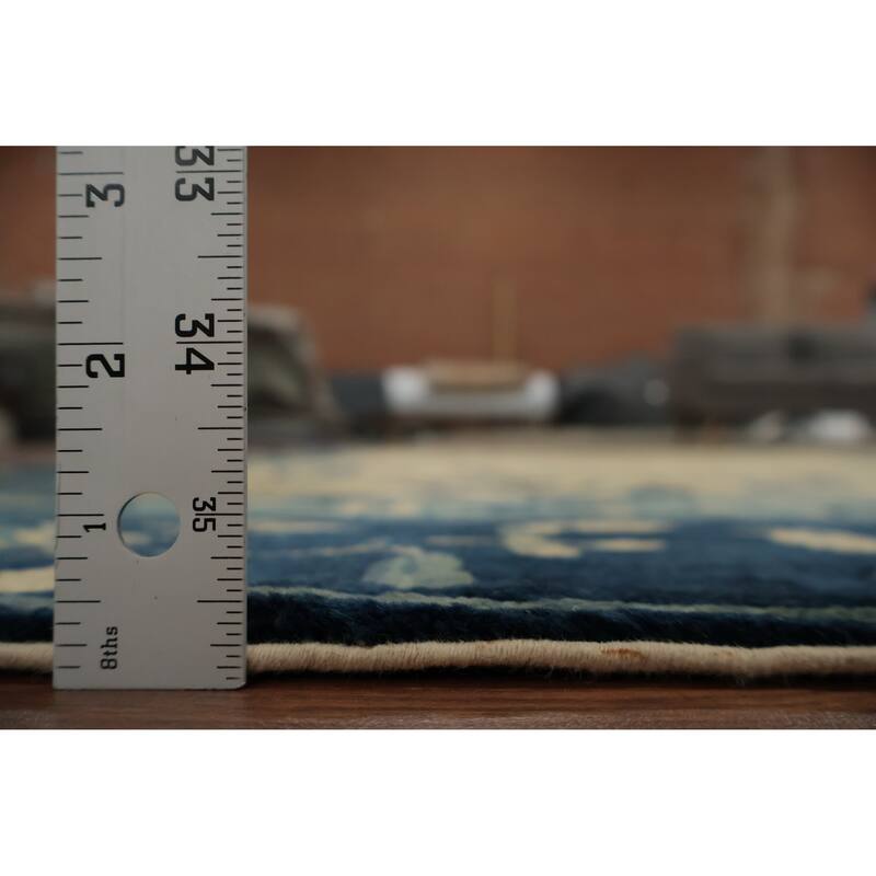 Hand Knotted Oriental 100% Wool Carpet Traditional Floral Yellow & Gold Art Deco Area Rug - 9' 5'' X 7' 5''