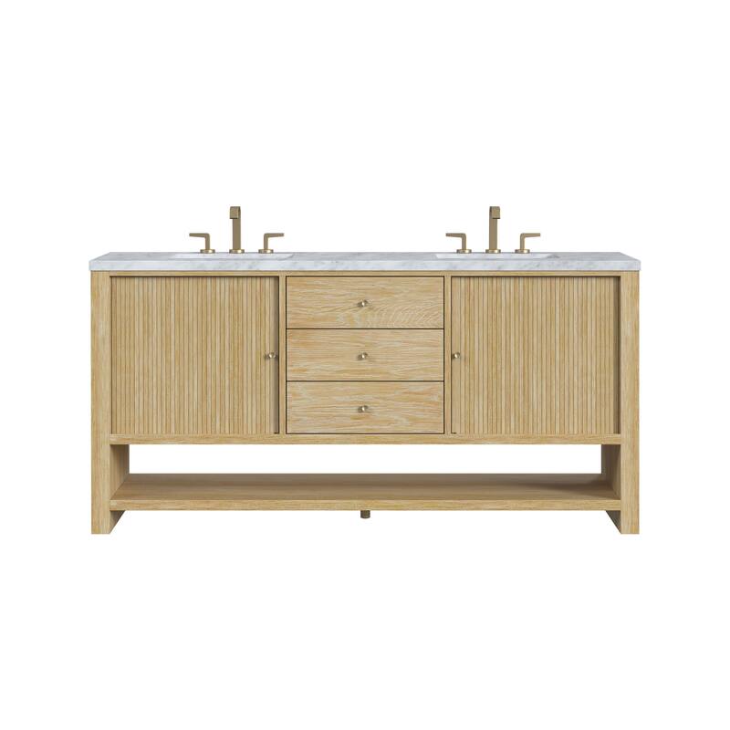 James Martin Vanities Marigot Single 72" Double Vanity, Sunwashed Oak - Carrara White