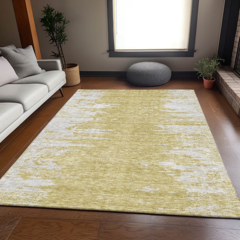 Premium Washable Super Soft Abstract Tear Mayfield Rug - Gold - 9' x 12' - Rectangle