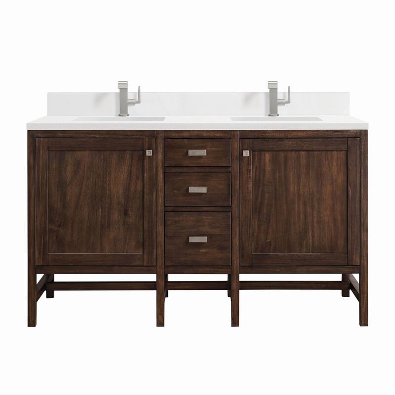 James Martin Vanities E444-V60D-1WZ Addison 60" Double Basin Wood
