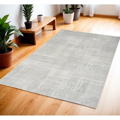 Futud Power Loomed Abstract Modern Non Skid Stain Resistant Area Rug By HomeRoots - 71' X '47' X '0.39
