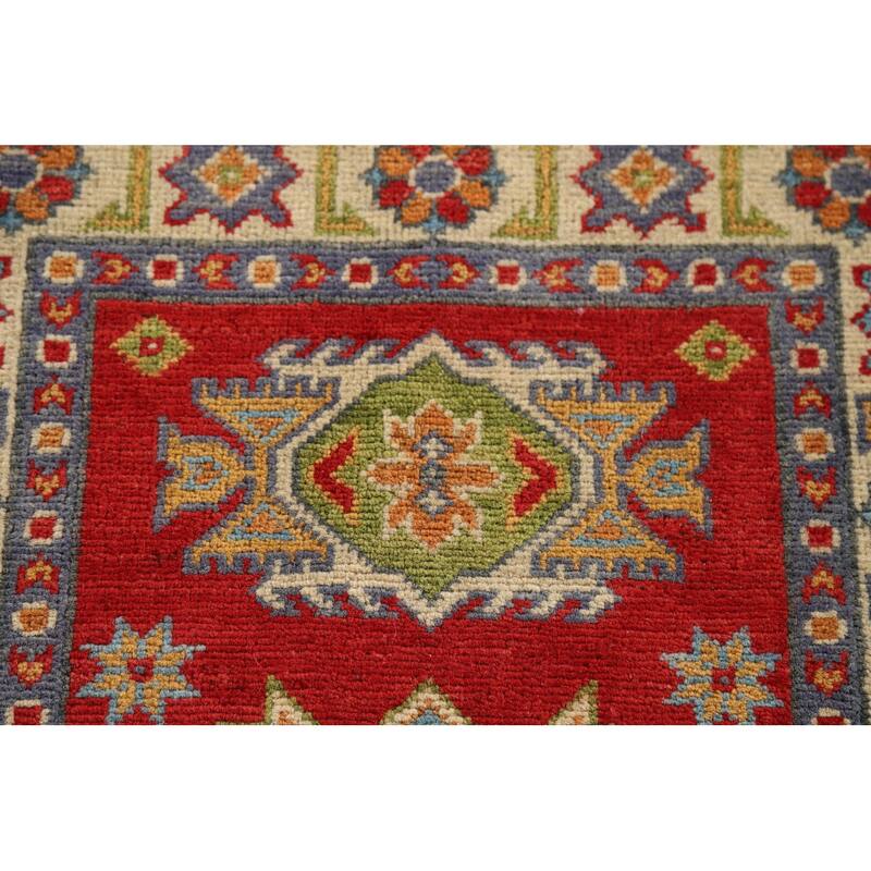 Red Traditional Kazak Foyer Rug Hand-Knotted Wool Carpet - 2'0" x 3'0"
