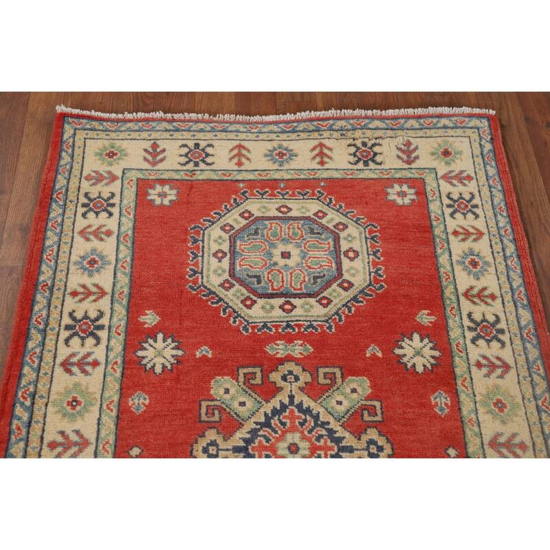 Oriental Kazak Runner Rug Handmade Wool Carpet - 2'10" x 9'1"