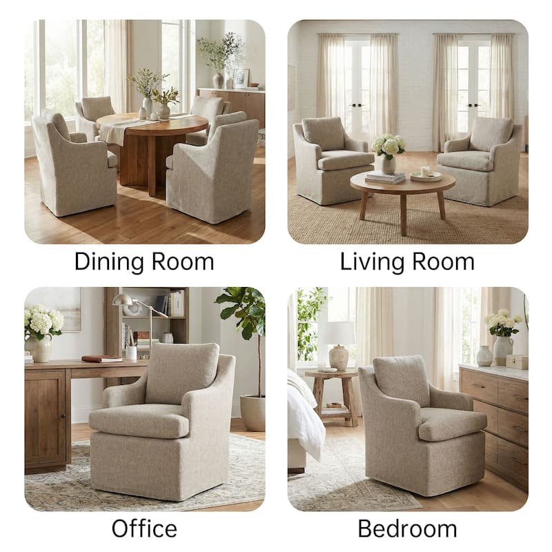 Upholstered Dining Chairs, Modern Kitchen Chairs Dinner Chairs with 4 Casters