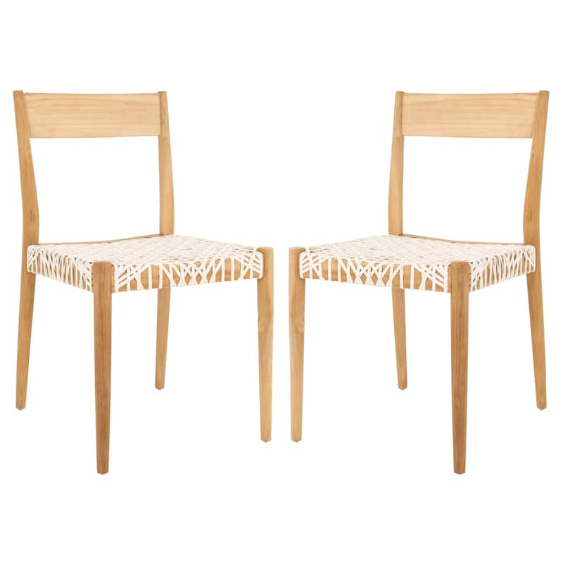 SAFAVIEH Margarete Woven Leather Dining Room Chair (Set of 2) - 18.5" W x 20" L x 31.5" H - 19Wx20Dx32H