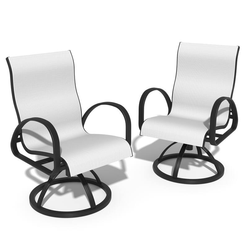 VredHom Outdoor Patio Aluminum Swivel Dining Chairs with Sunbrella Fabric - AUGUSTINEOYSTER-2PC