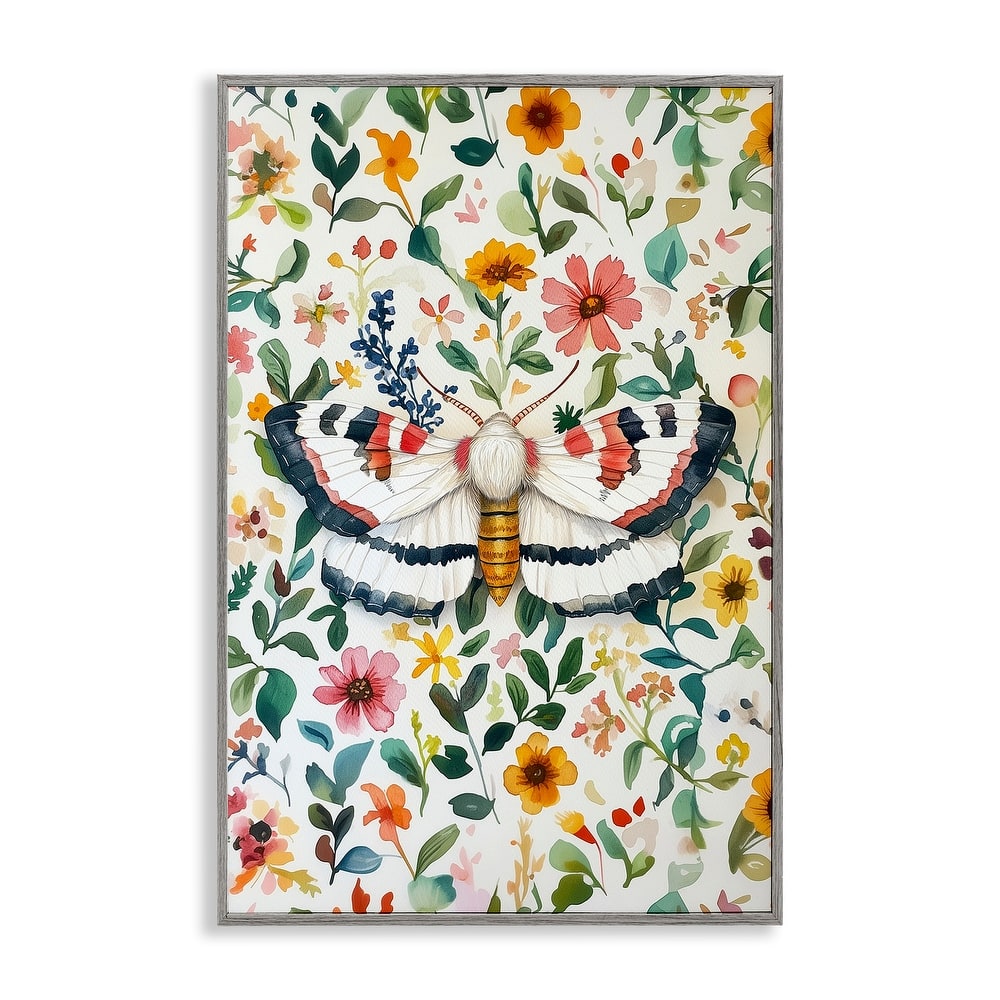 Stupell Butterfly & Bright Flowers Framed Giclee Art Design By The Dutch Lady