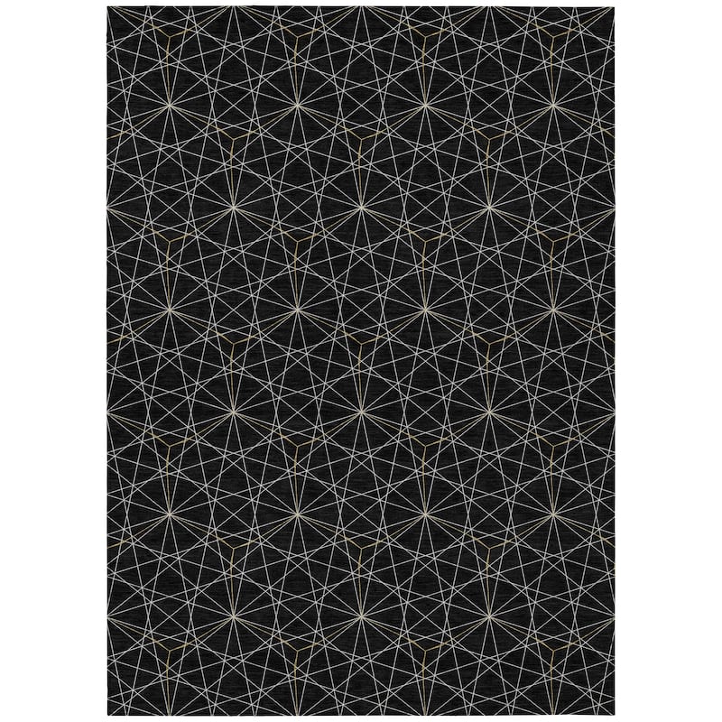 Machine Washable Indoor/ Outdoor Mosaic Geo Chantille Rug