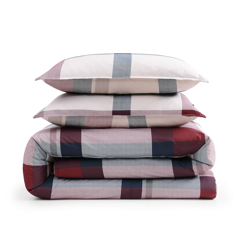 Tommy Hilfiger Prospect Park Plaid Cotton Reversible Blue Comforter Set