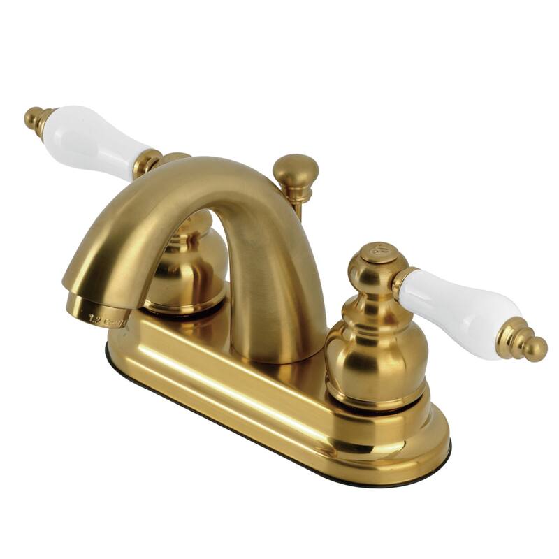Restoration Two-Handle 3-Hole Deck Mount 4 in. Centerset Bathroom Faucet - Brushed Brass