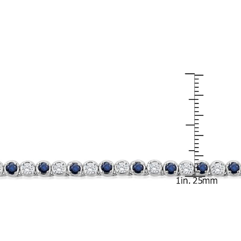 Auriya 14K Gold Blue Sapphire and Diamond Tennis Necklace