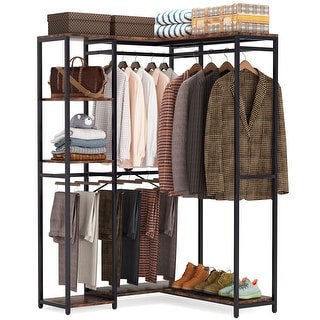Heavy Duty Clothes Rack Corner Freestanding Closet Organizer with ...