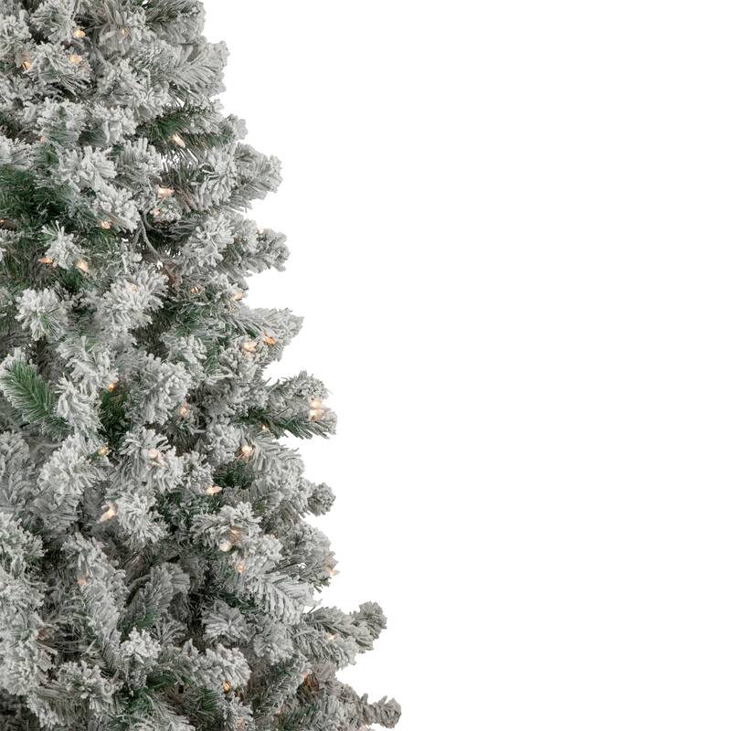 6.5' Flocked Madison Pine Medium Artificial Tree Clear Lights - 6.5 Foot