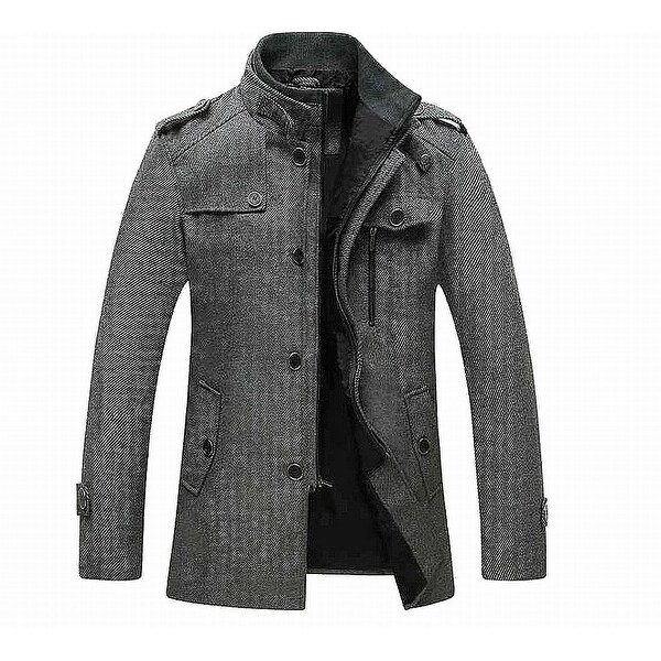 Download Shop Wantdo Mens Jacket Dark Gray Size Small S Button-Front Mock-Neck - On Sale - Free Shipping ...