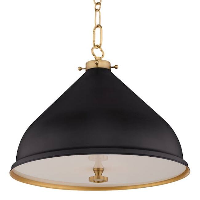 Quorum International 6863-16 Bonnel 16" Wide Pendant - Matte Black / Aged Brass
