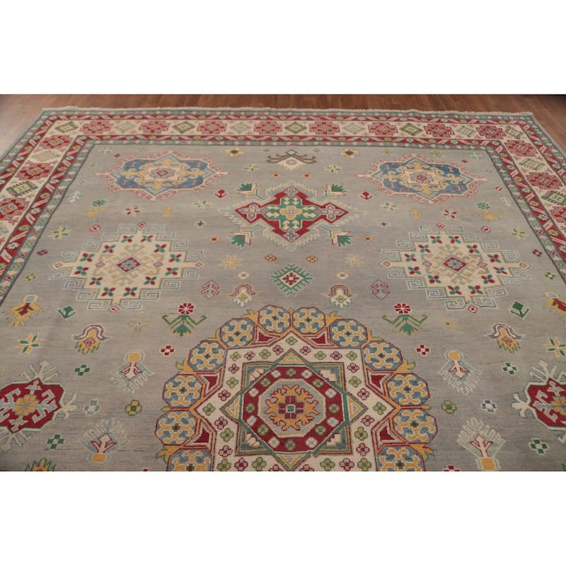 Traditional Kazak Area Rug Hand-Knotted Wool Carpet - 9'10" x 13'1"