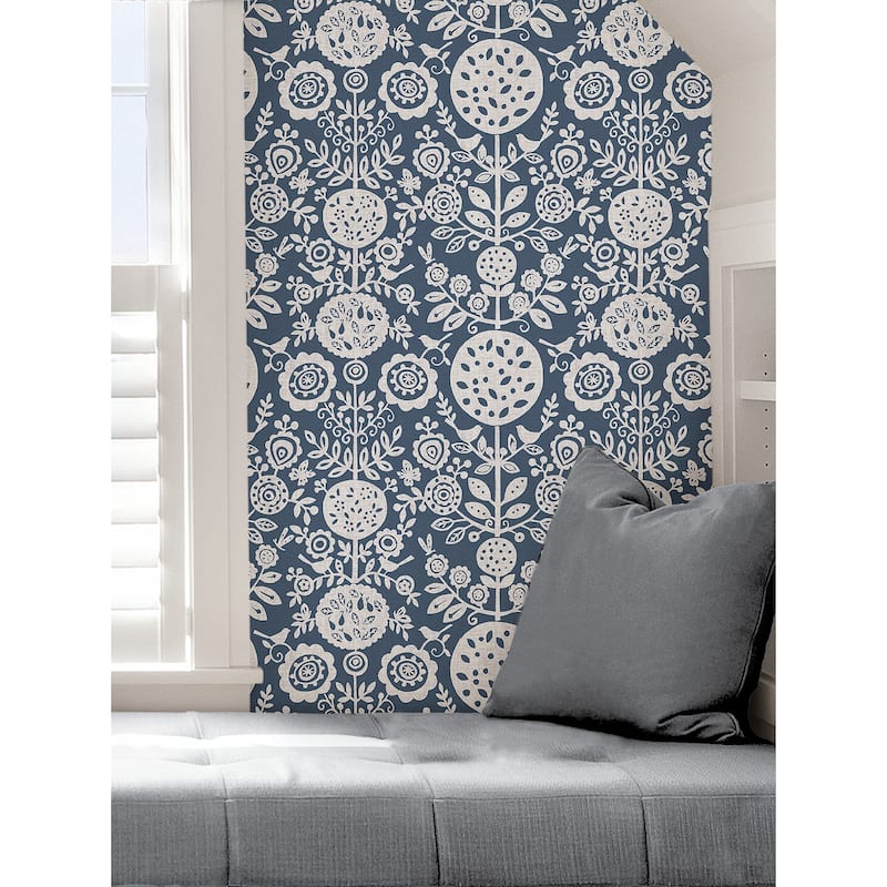 NuWallpaper Navy Anya Peel & Stick Wallpaper - 20.5-in x 216-in