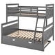 preview thumbnail 8 of 7, Pine Wood Twin Over Full Bunk Bed with Trundle, Safety Ladder, and Guardrails