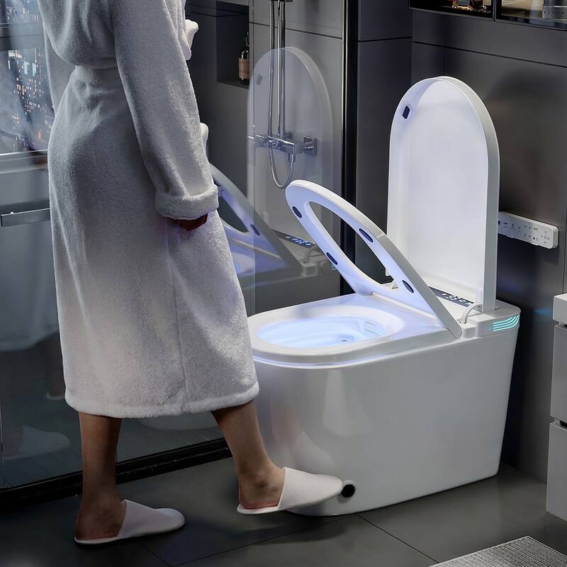 Smart Toilet with Auto Open Lid, Heated Seat & Bidet, One Piece Intelligent Toilet with Remote Control