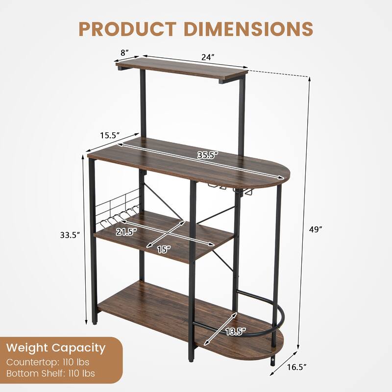 Costway Kitchen Bakers Rack Microwave Stand Coffee Bar - See Details