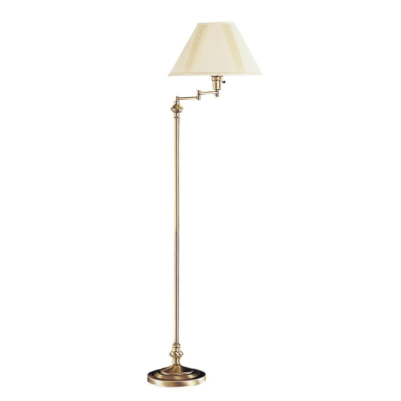 59" Metal Swing Arm Floor Lamp with Fabric Empire Shade - 22.75" x 16" x 59"