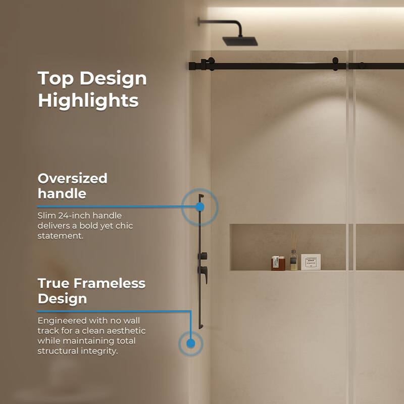 Selby Frameless Sliding Clear Alcove Shower Door