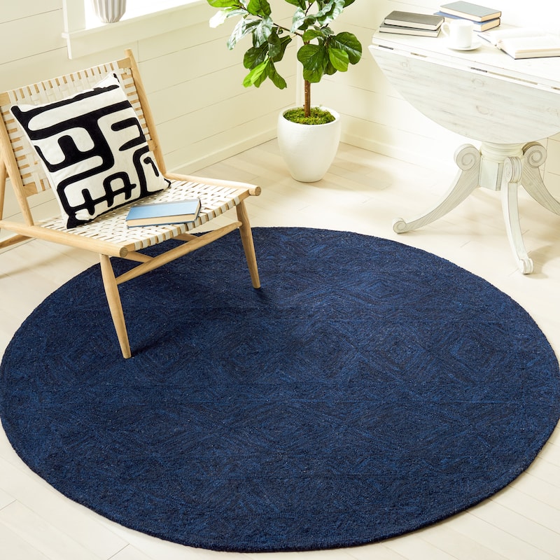 SAFAVIEH Handmade Metro Krystallo French Country Wool Rug - 6' Round - Blue