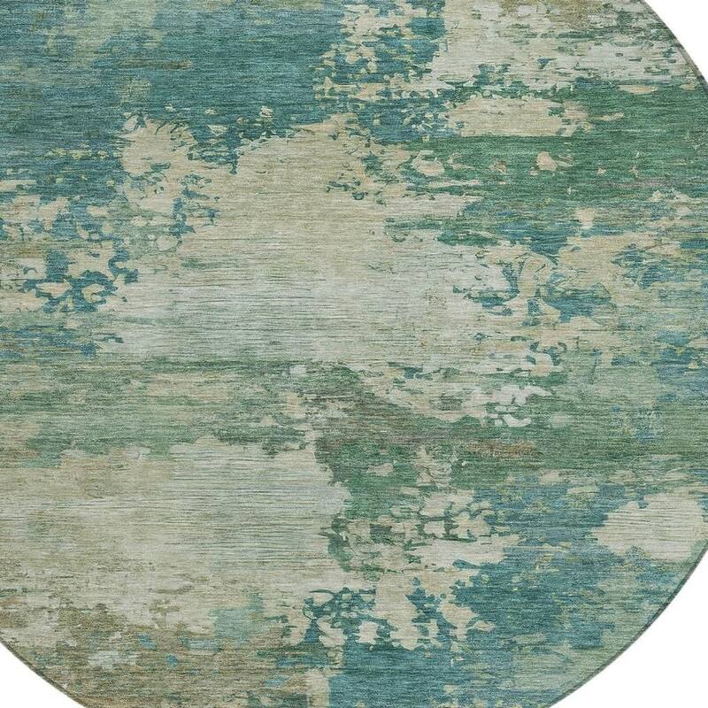HomeRoots Abstract Transitional Rectangle Outdoor Rug - 8' Round