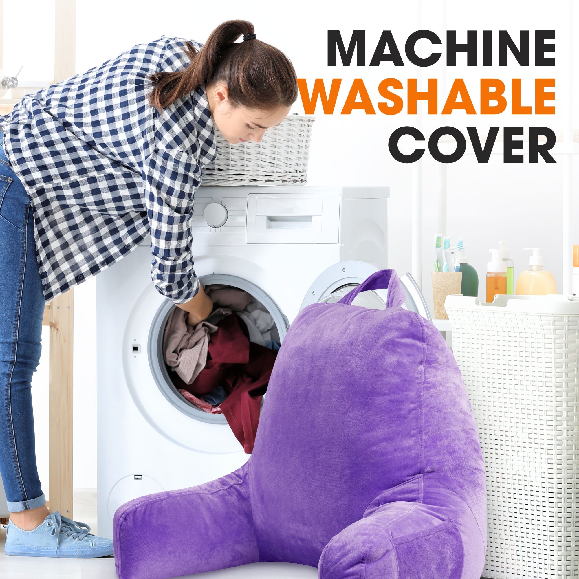 Bed pillow with armrest outlet