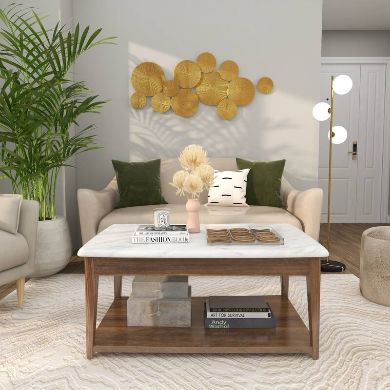 CosmoLiving by Cosmopolitan Metal Plate Wall Decor with Textured Circles - Gold or Black