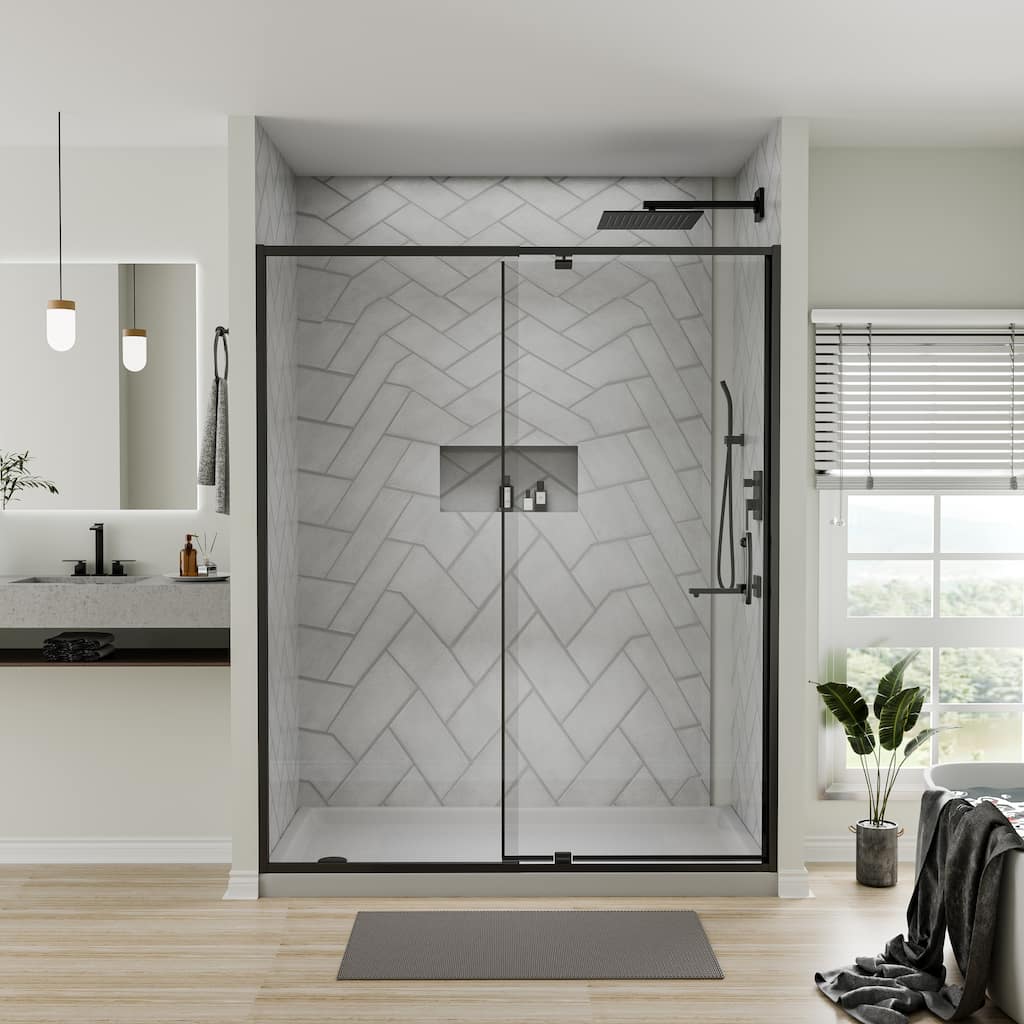 56-60" Bathtub Pivot Shower Screen Door - 60''x 71''