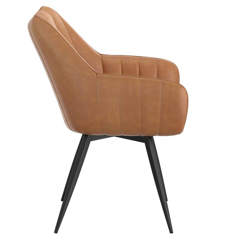 Modern Faux Leather & Metal Swivel Dining & Accent Chair