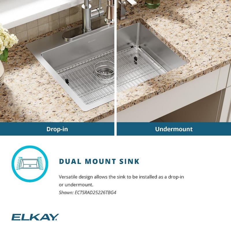 Elkay Crosstown Stainless Steel 25" x 22" x 6", Single Bowl Dual Mount ADA Sink Kit