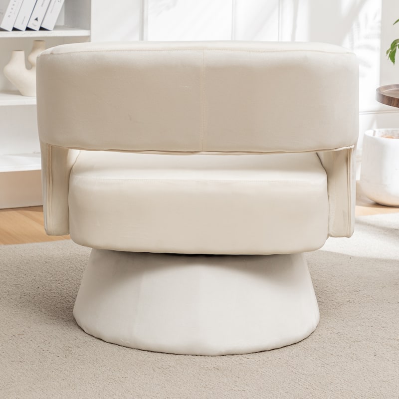 Swivel Barrel Chair, Velvet Accent Armchair 360 Degree Swivel Club Chair for Living Room Bedroom Reception Room
