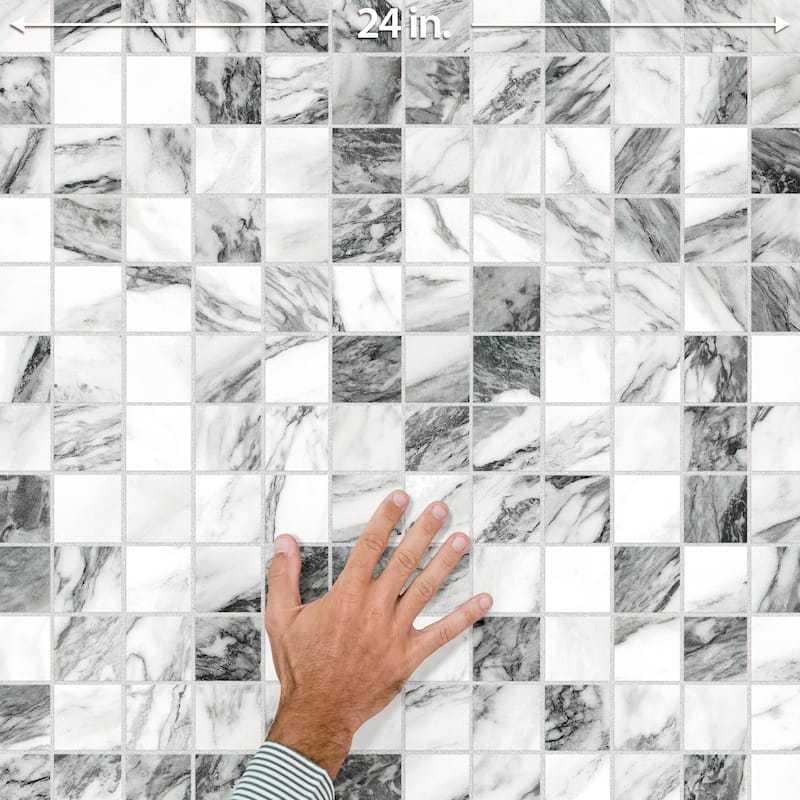 Merola Tile Touche 2" Square Zebre 11-3/4" x 11-3/4" Porcelain Mosaic Floor and Wall Tile - (1 Tile)