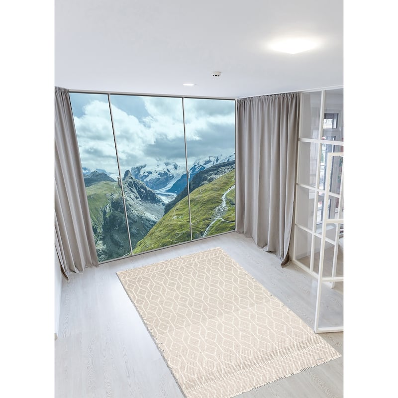 ECARPETGALLERY Braid weave Sienna Grey Wool Rug - 5'1 x 8'1