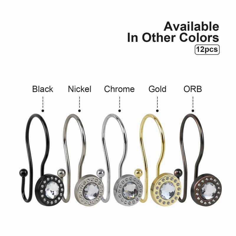 Utopia Alley Shower Hooks, Double Shower Curtain Hooks for Bathroom, Crystal Design, Set of 12