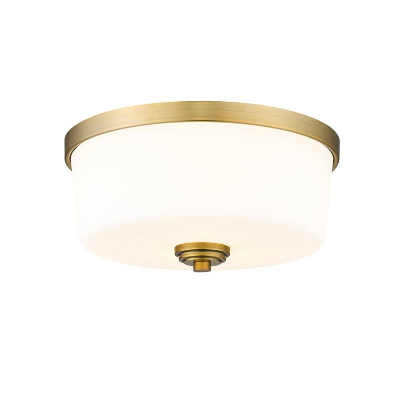 Bellevue Paula 3 Light 14" Wide Flush Mount Drum Ceiling Fixture - Heritage Brass