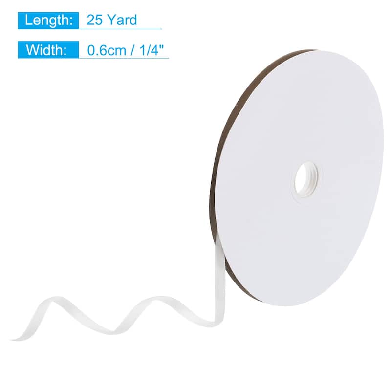 Velvet Ribbon 25 Yard Single Face Spool Silky for Gift Wrapping Decor - White - 1/4 Inch x 25 Yard