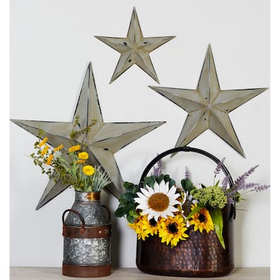 Light Brown Metal Indoor Outdoor Star Home Wall Decor (Set of 3)