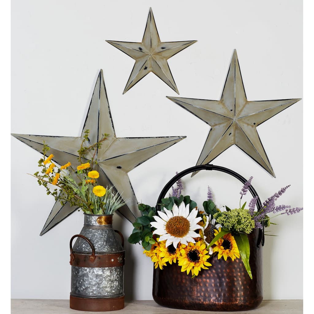 Light Brown Metal Indoor Outdoor Star Home Wall Decor (Set of 3)