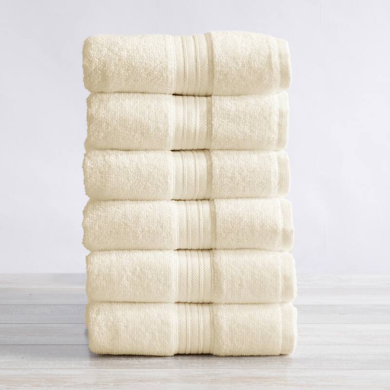 Linery & Co. Ringspun Cotton Bath Towel - Hand Towel (Pack of 6) - Ivory
