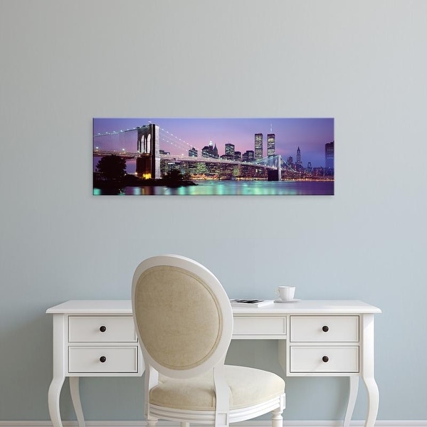 Easy Art Prints Panoramic Image 'Brooklyn Bridge, World Trade Center, Wall Street, Manhattan, New York City' Canvas Art