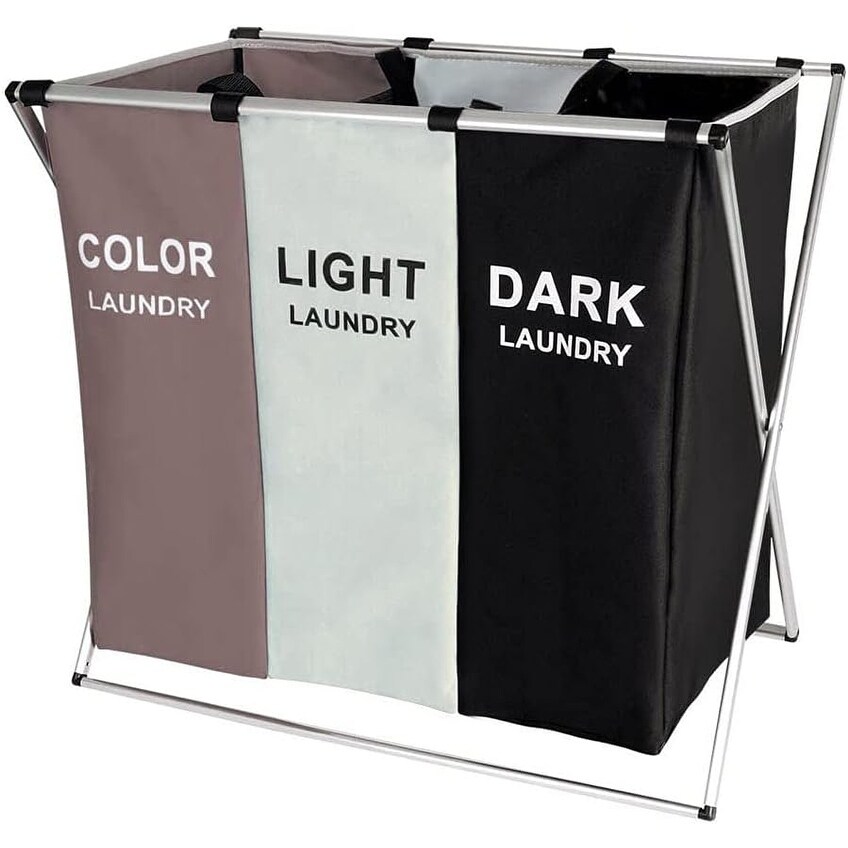 Divided laundry hamper with lid on sale