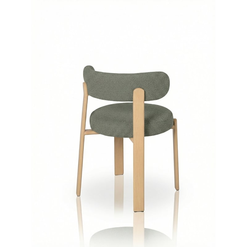 Upholstered Curved Back Wood-look Metal Frame 2pc Dining Chairs - N/A