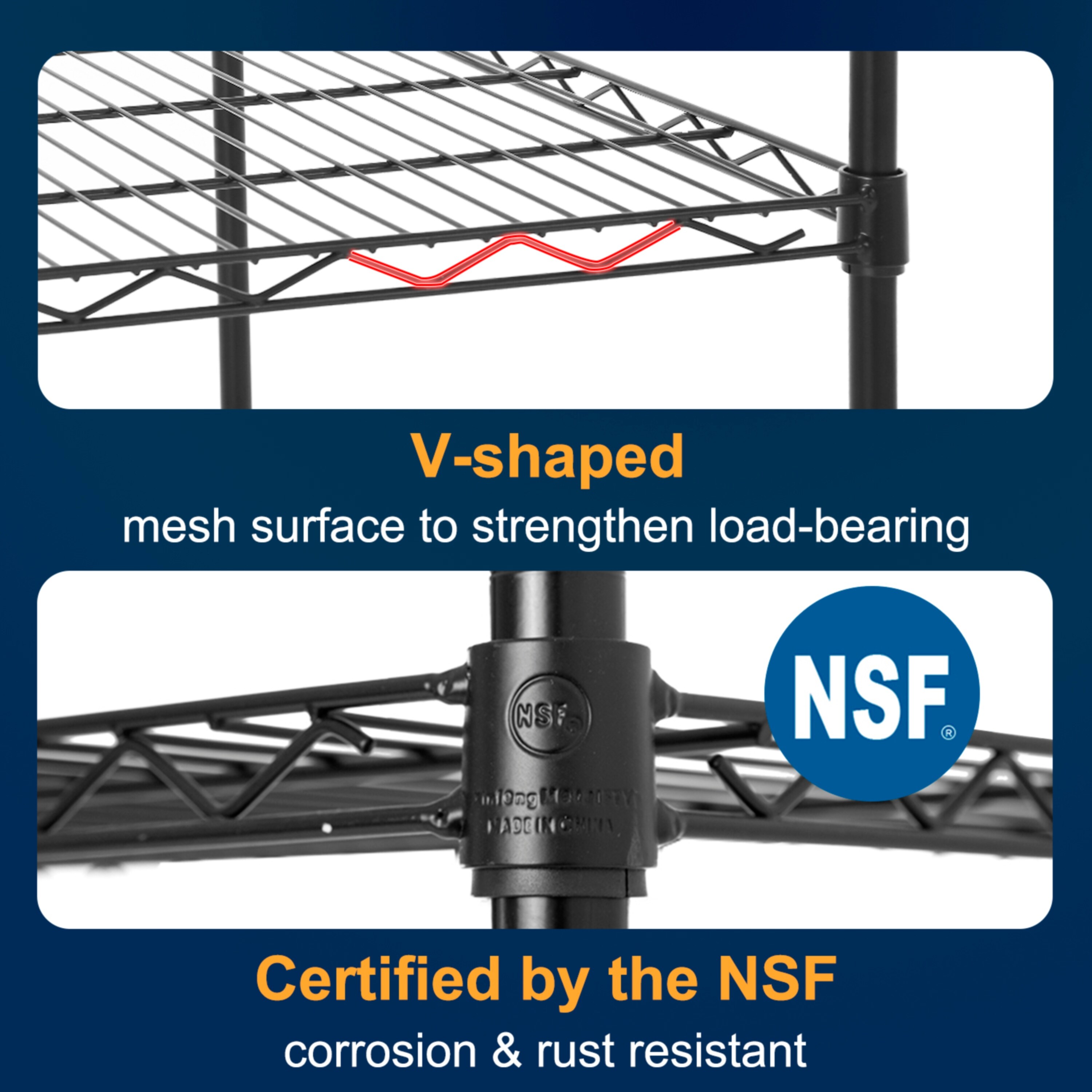 Liam 6-Tier NSF Certified Wire Shelving Unit Rack with Adjustable