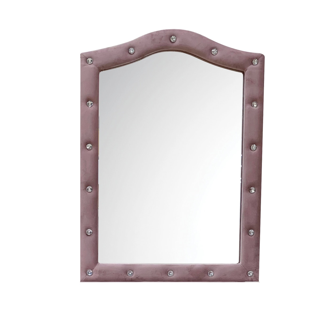 Vintage Elegant Pink Fabric Arch Mirror, 18x26 Inch Wall Decor