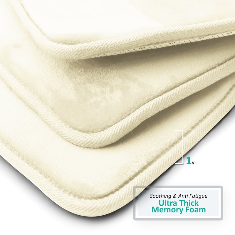 Clara Clark Ultra Soft Plush Bathroom Rug - Non-Slip, Velvet, Memory Foam Bath Mat - Set of 2